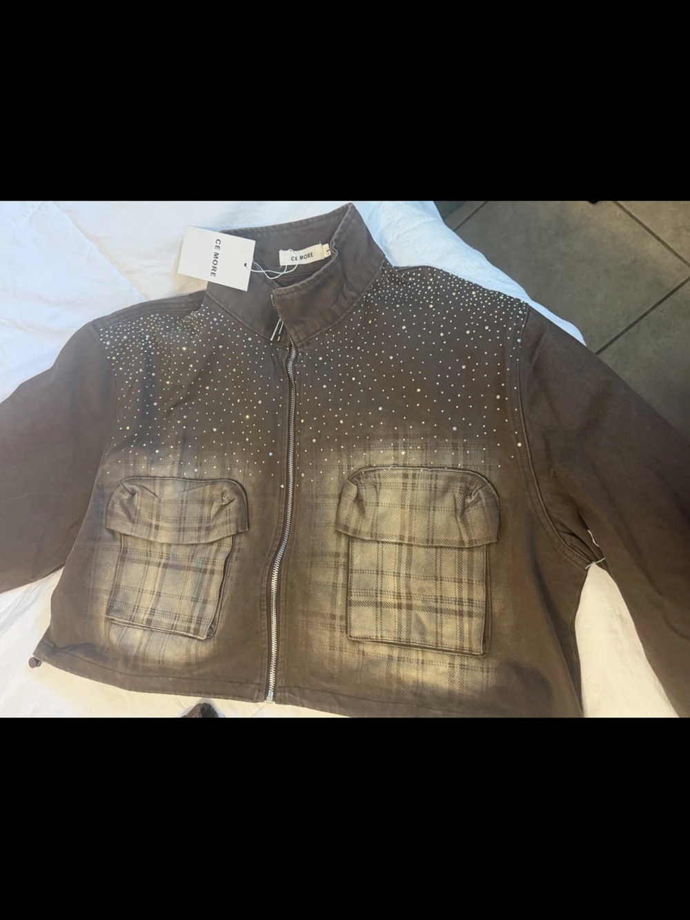 Women's Brown Cargo Pants and Jacket with Stud Detail - Picture 3 of 7
